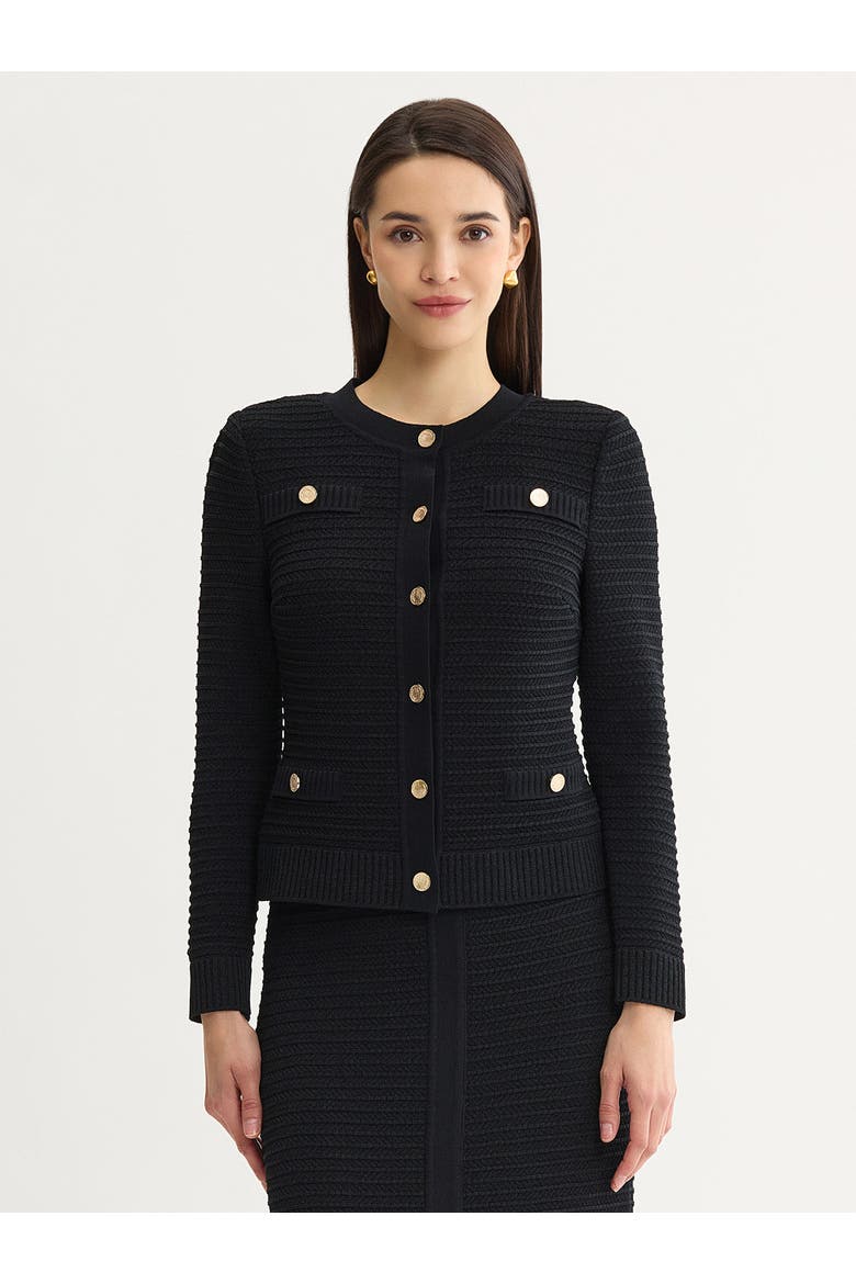 Monochromatic Ottoman Knit Jacket, Main, color, Black
