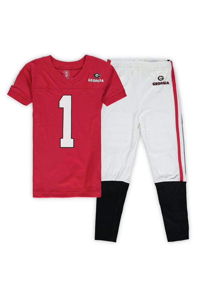 Preschool Wes & Willy Red Georgia Bulldogs Football PJ Set, Main, color, Red