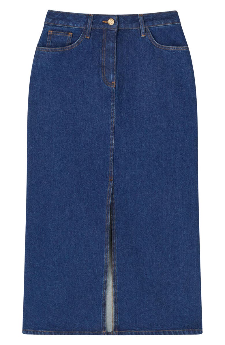 LK Bennett Hardy Denim Midi Skirt, Alternate, color, Indigo