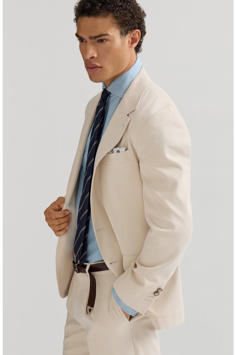 Cotton and virgin wool gabardine deconstructed blazer, Alternate, color, Vanilla
