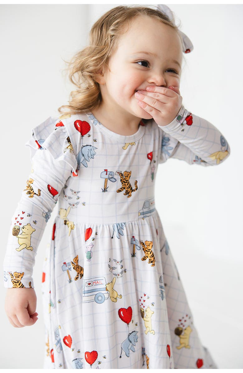 Charlie Lou Baby<sup>®</sup> Little Girl's Valentine's Day Winnie the Pooh Hundred Acre Love Letters Twirl Ruffle Dress, Alternate, color,