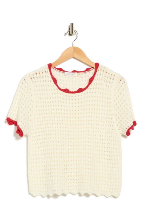Rdi Short Sleeve Open Stitch Sweater In Gold