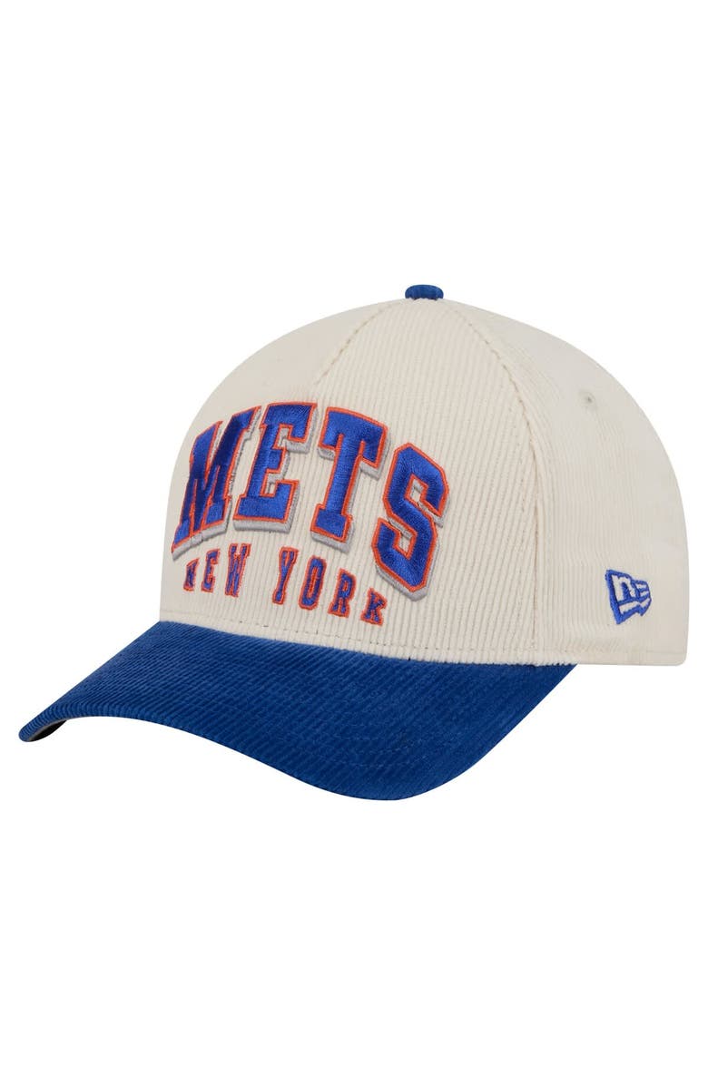 New Era Men's New Era  Cream/Royal New York Mets Sided Corduroy 9FORTY A-Frame Adjustable Hat, Alternate, color, 
