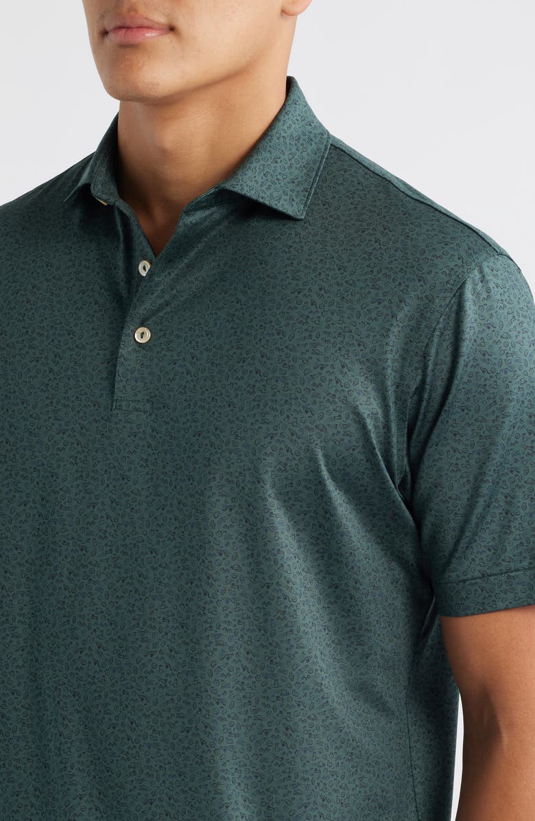 Peter Millar No Slow Play Golf Print Performance Jersey Polo, Alternate, color, Nordic Pine
