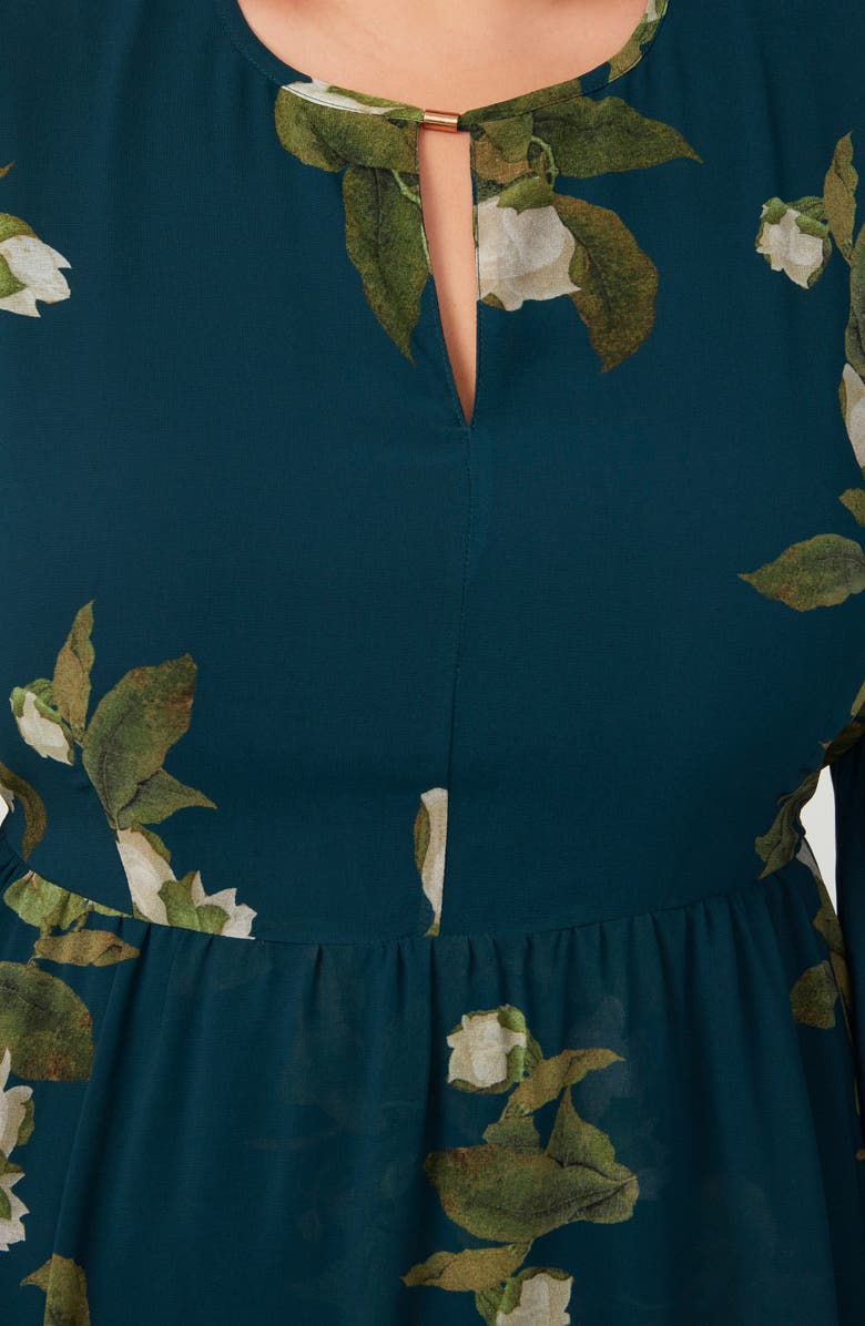 Estelle Summit Bloom Floral Asymmetric Long Sleeve Dress, Alternate, color,