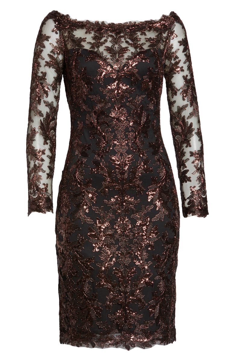 Tadashi Shoji Sequin Lace Cocktail Dress, Alternate, color, 