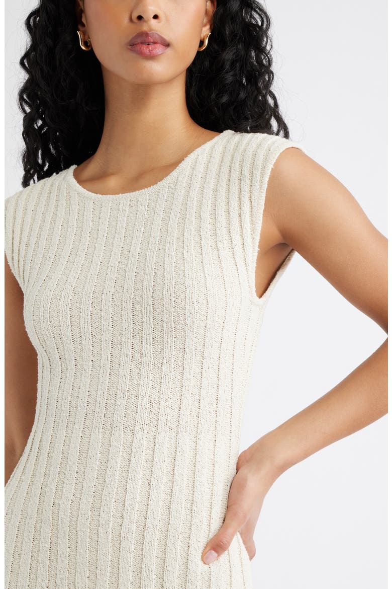Tie Back Cap Sleeve Rib Sweater Dress, Alternate, color, IVORY DOVE