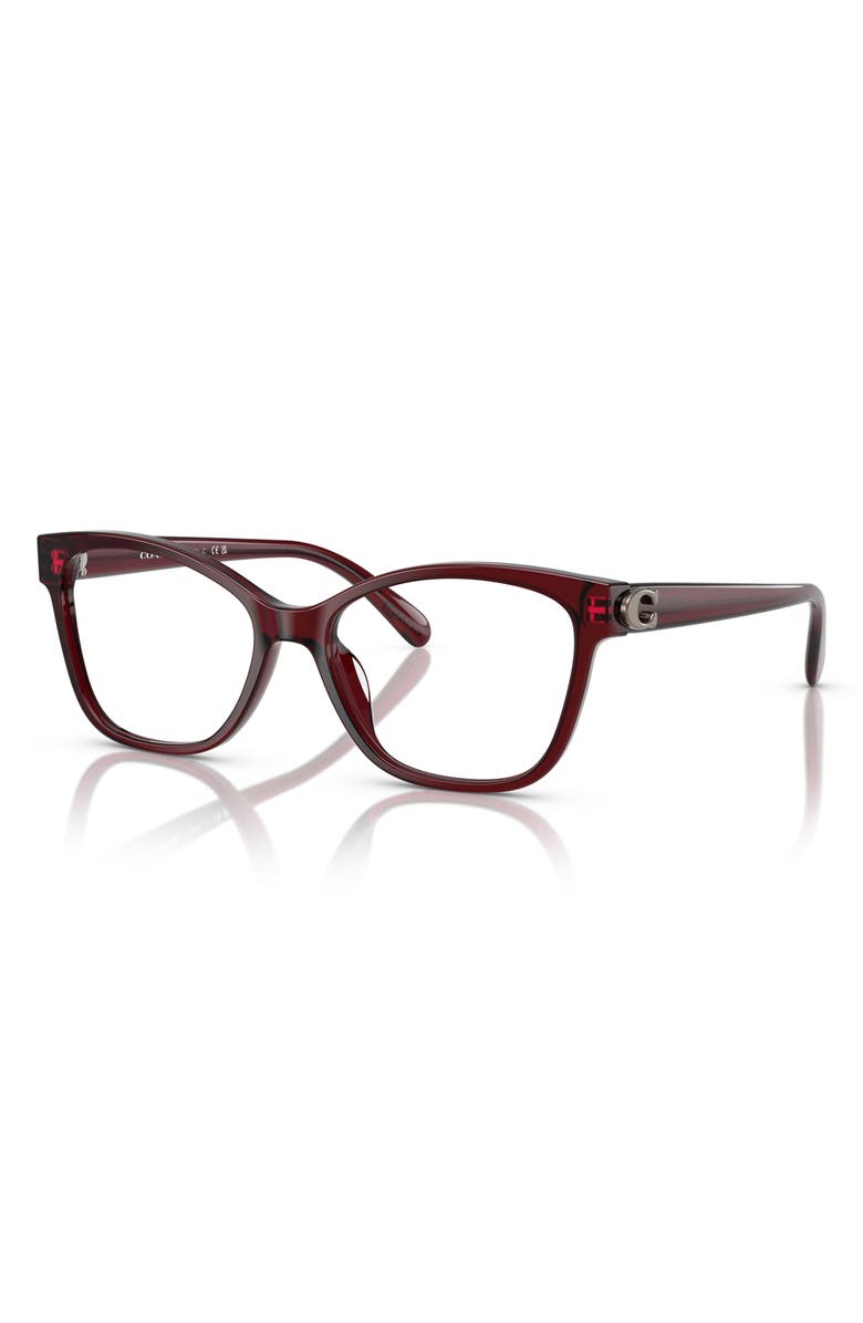 COACH 53mm Butterfly Optical Glasses, Alternate, color, Milky Burgundy / Demo Lens