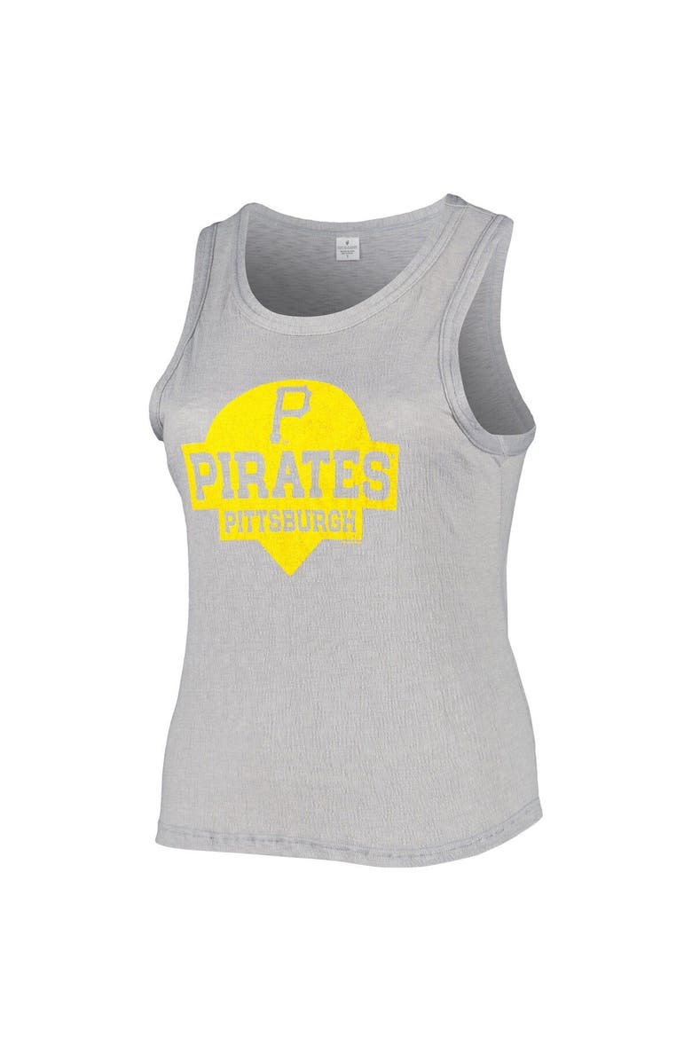 SOFT AS A GRAPE Women's Soft as a Grape Gray Pittsburgh Pirates Plus Size High Neck Tri-Blend Tank Top, Alternate, color, Gray