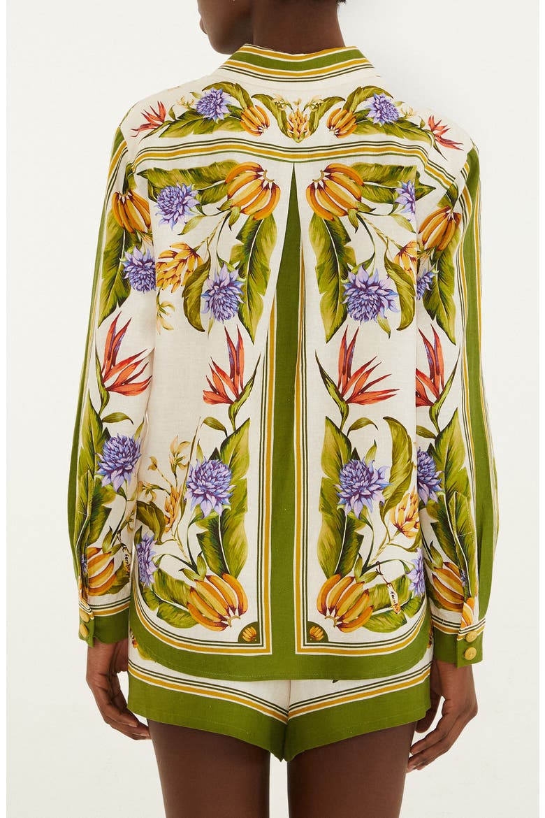Tropical Scarf Print Button-Up Shirt, Alternate, color, SAND