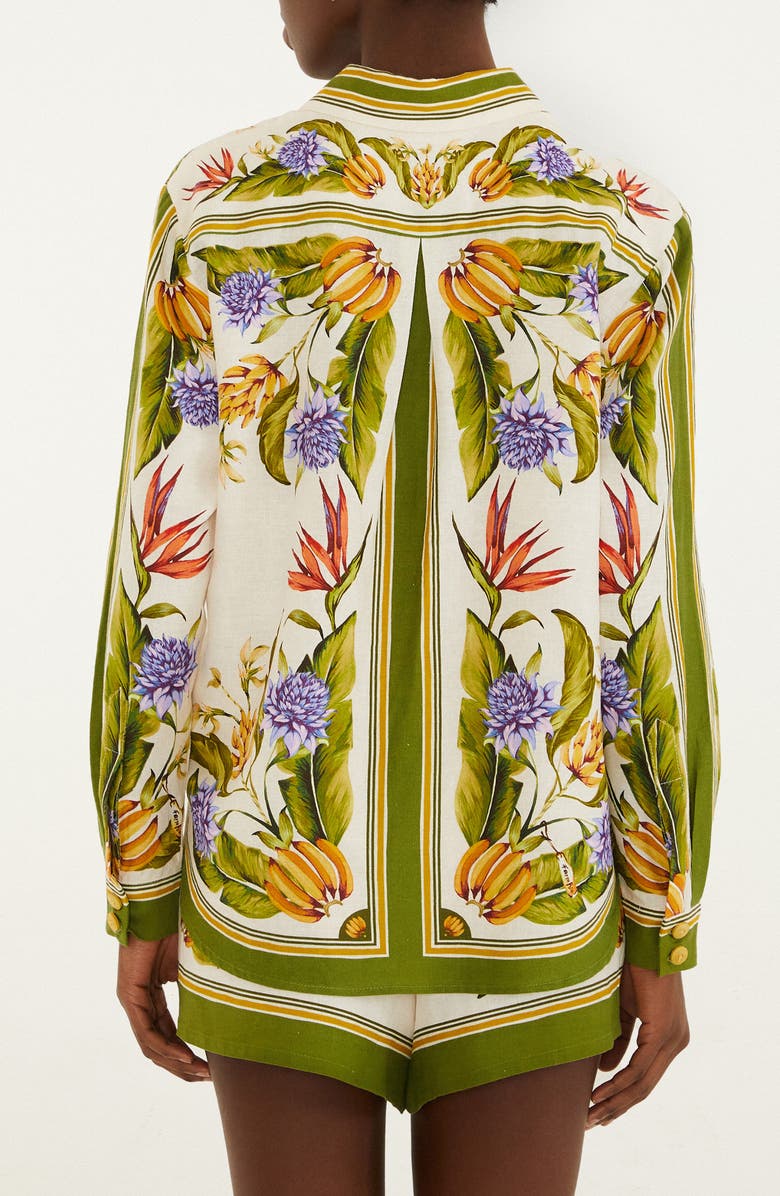 FARM Rio Tropical Scarf Print Button-Up Shirt, Alternate, color, Sand