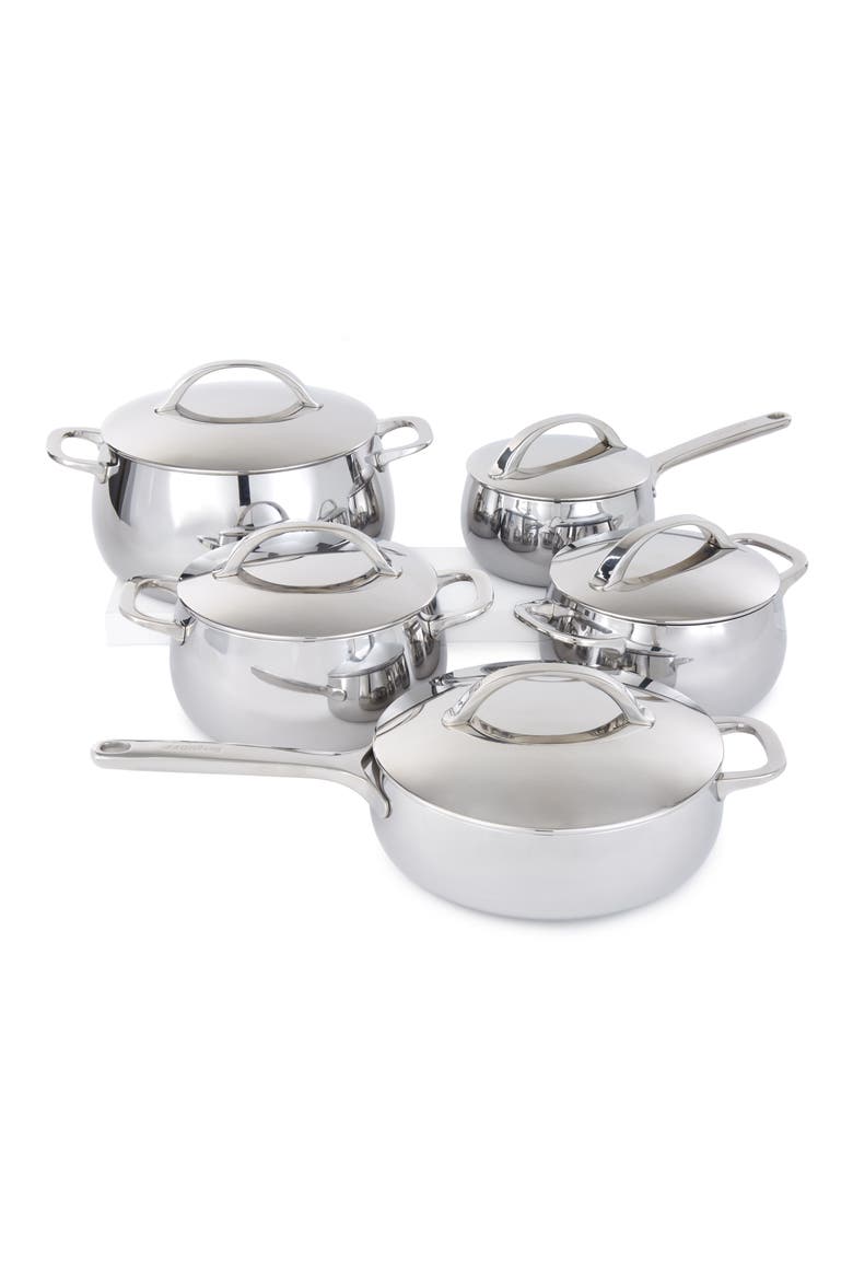 Belly Tri-Ply 10-Piece Stainless Steel Cookware Set, Main, color, STELLAR