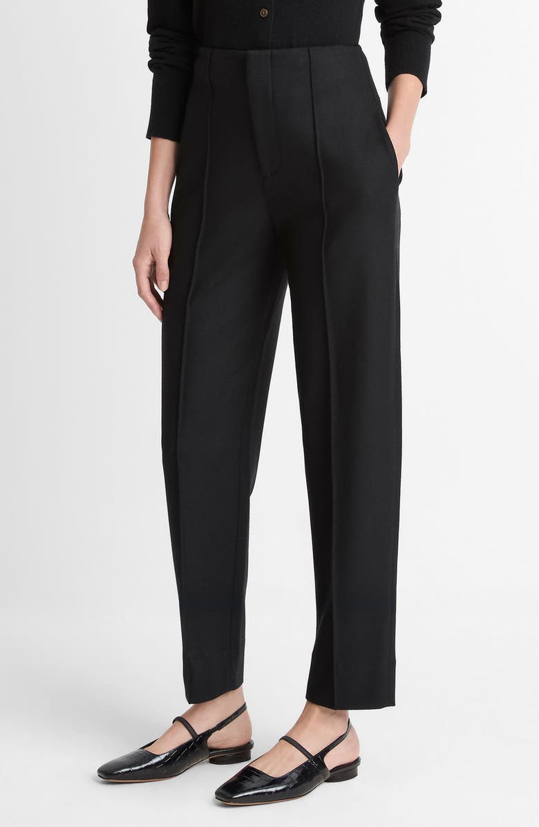 Vince High Waist Pleat Front Wool Blend Pants, Main, color, Black
