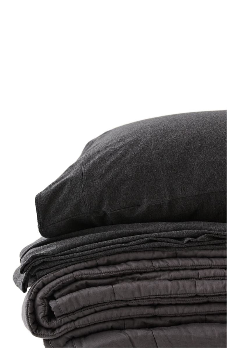 Pact Organic Favorite Tee Jersey Pillowcase 2-Pack, Alternate, color, Charcoal Heather