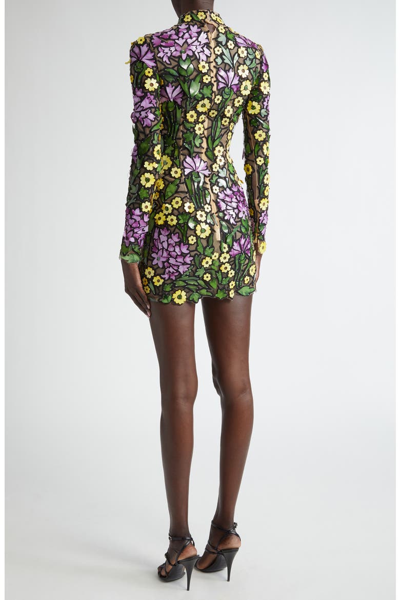 Art Nouveau Floral Long Sleeve Cocktail Dress, Alternate, color, YELLOW
