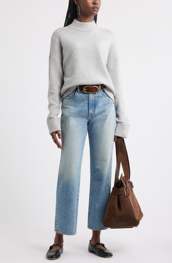 Rib Detail Mock Neck Sweater