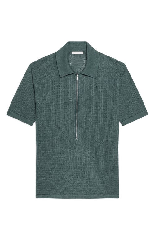 Helmut Lang Regular Fit Half Zip Linen Polo Sweater