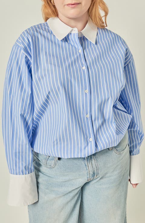 Stripe Oversized Button-Up Shirt