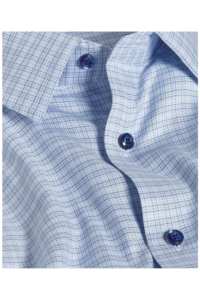 Trim Fit Check Stretch Twill Shirt, Alternate, color, SKY/ BLUE