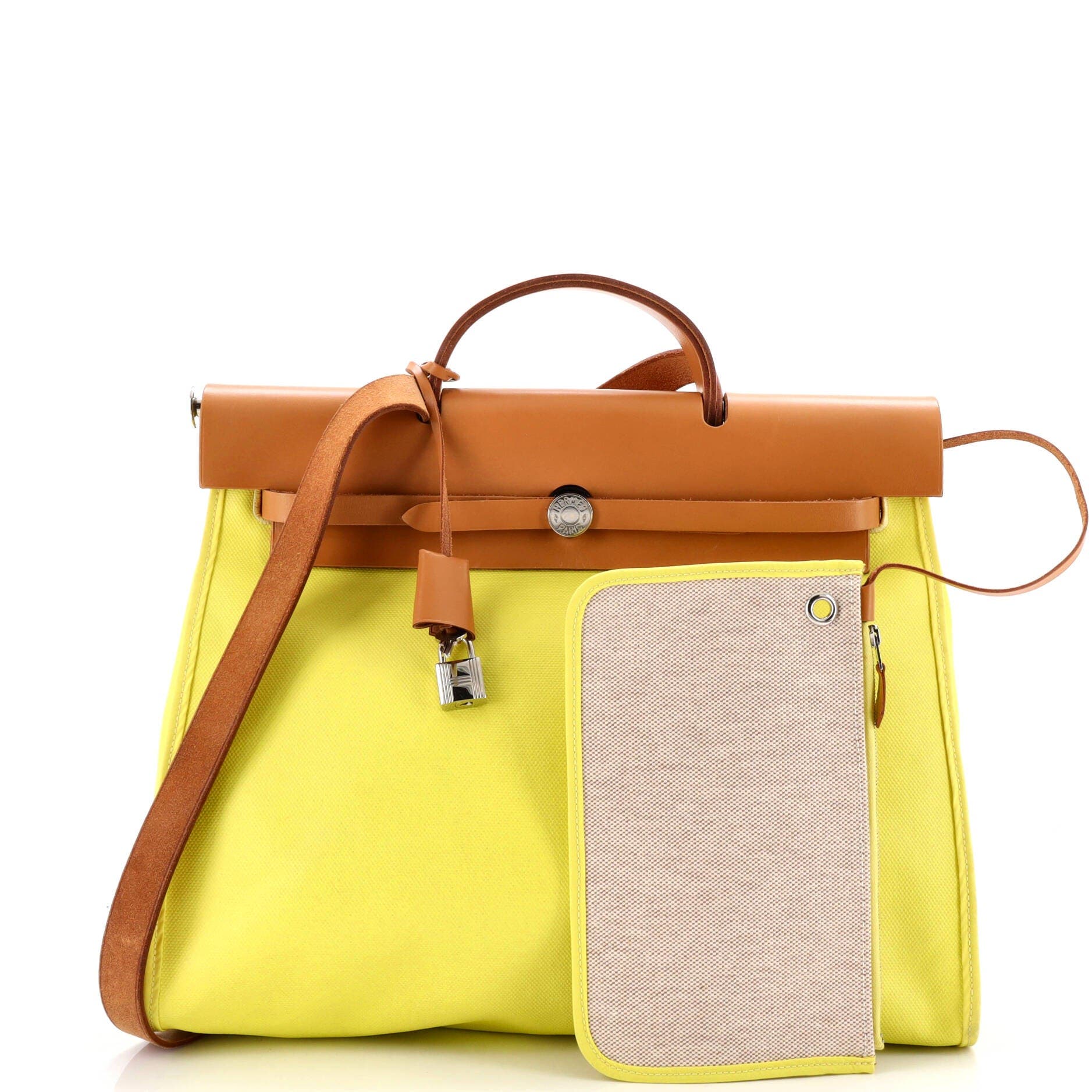 Pre-Owned Hermes Herbag Zip Berline Vache Canvas and Leather 39 (Women ...