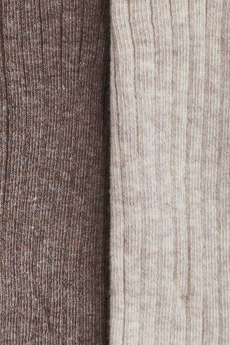 2-pack Ribbed Tights, Alternate, color, Brown/light beige