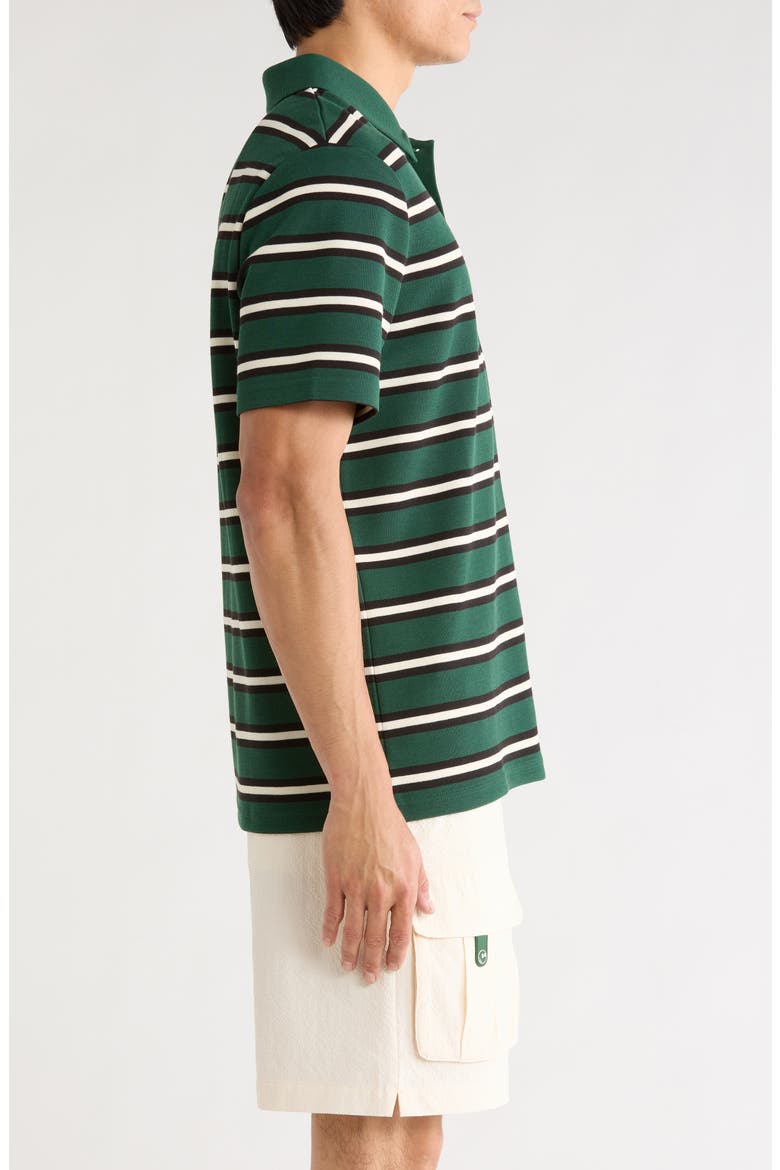 Fairway Bass Club Stripe Piqué Polo, Alternate, color, FOREST STRIPE