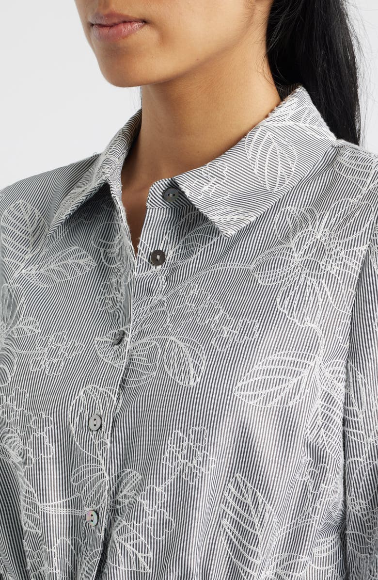 Sam Edelman Floral Long Sleeve Shirtdress, Alternate, color, Grey/ Whtie