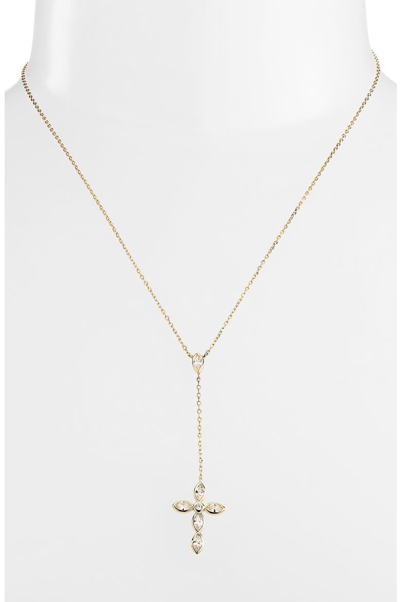 Cross Lariat Necklace, Alternate, color, GOLD