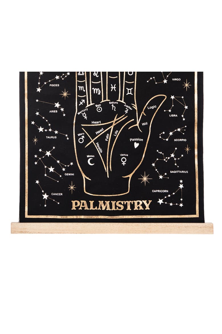 "Fate is in Your Hands" Palmistry Astrology Hand Chart Wall Hanging Art, Alternate, color, Black