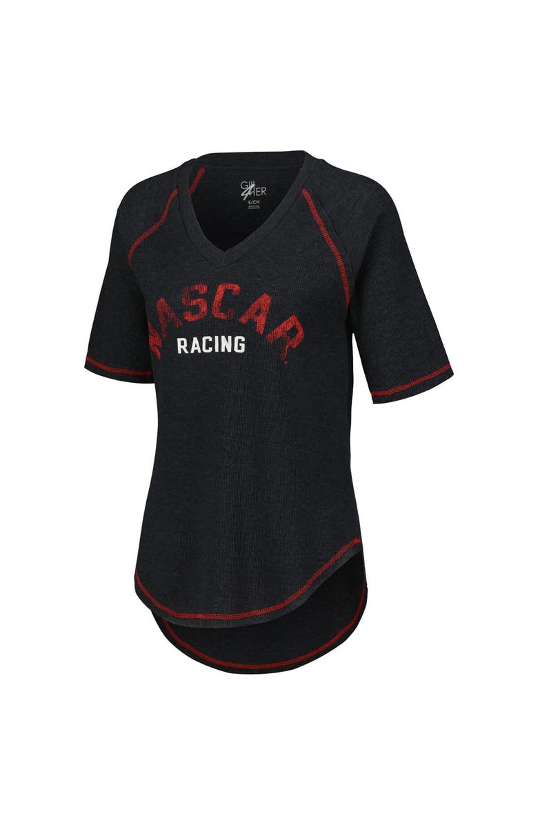 G-III 4HER BY CARL BANKS Women's G-III 4Her by Carl Banks Black NASCAR Ball Chase Tri-Blend Thermal Raglan Top, Alternate, color,