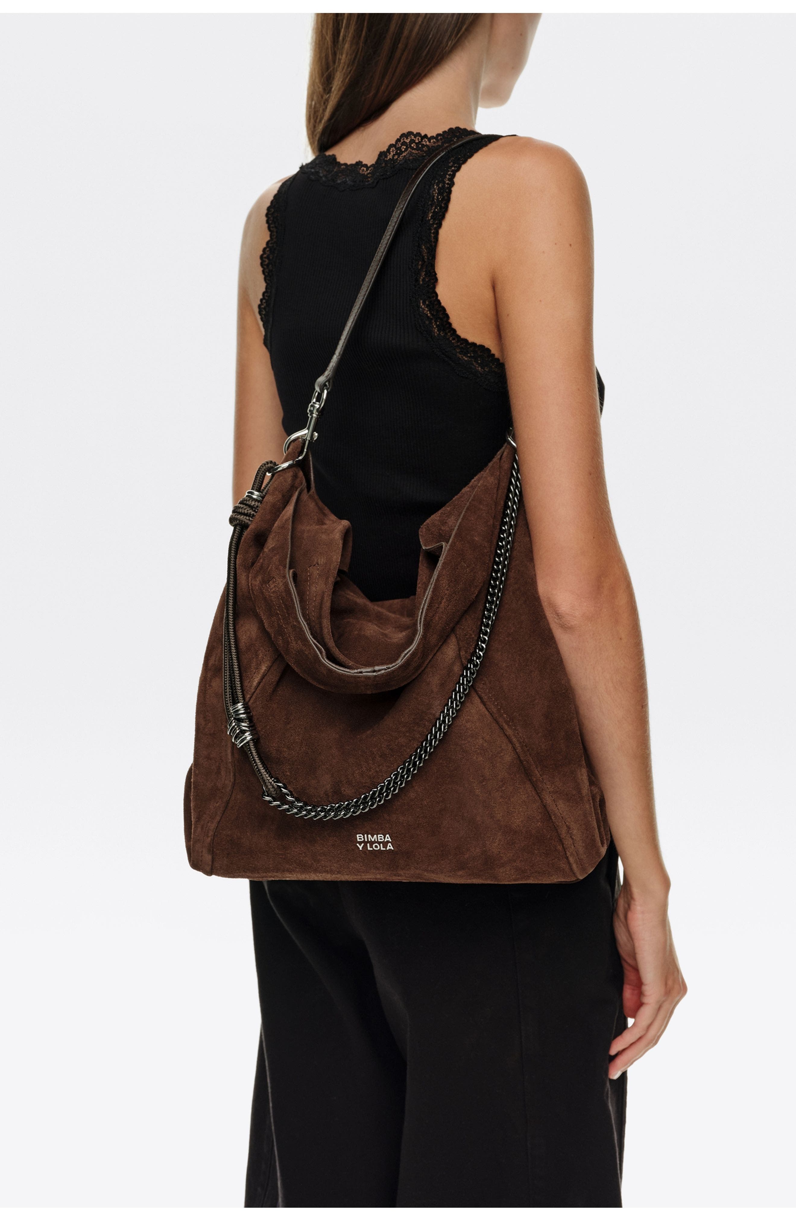 Large Suede Paper Bag, Alternate, color, COFFEE