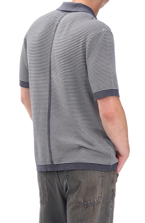 Rag & Bone Harvey Chevron Johnny Collar Polo In Blue