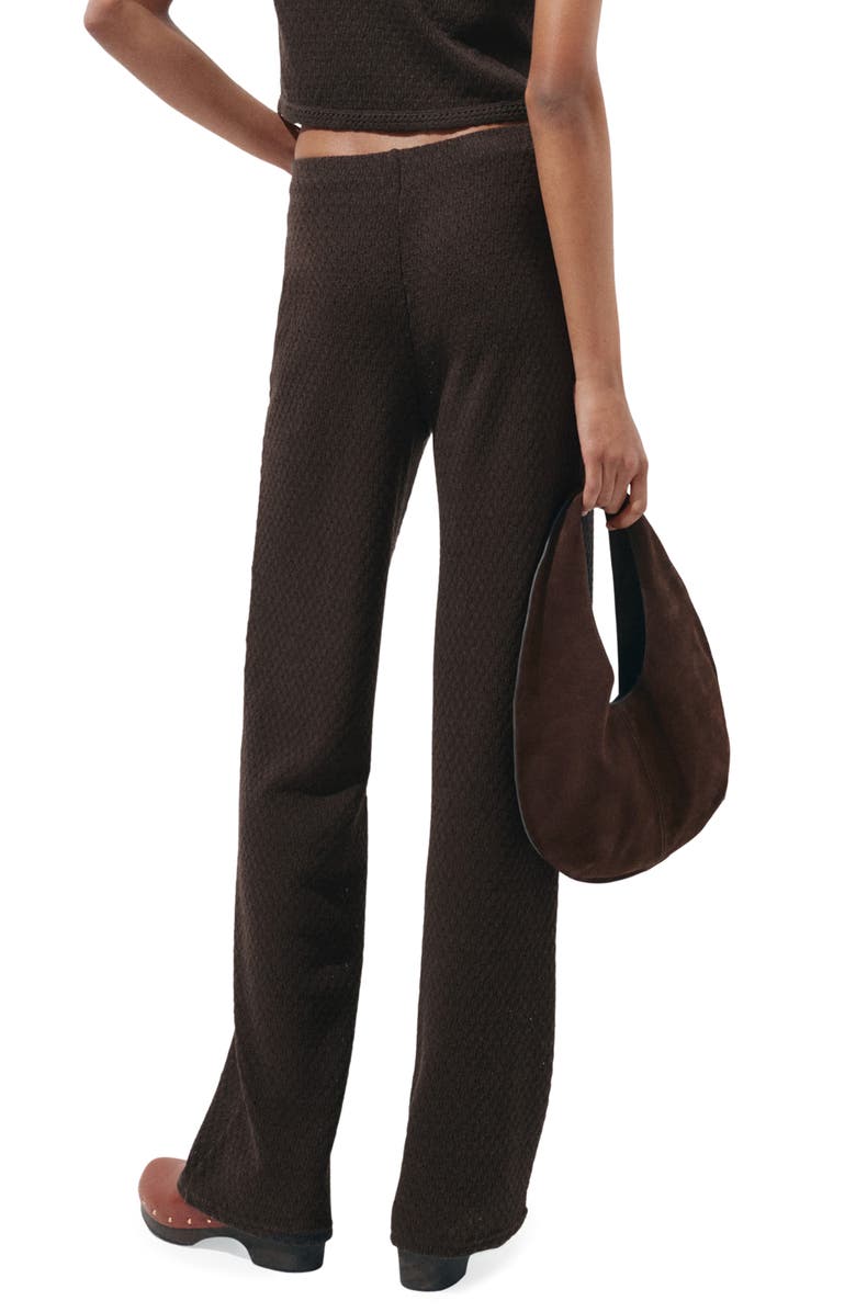 MANGO Nati Textured Straight Leg Pants, Alternate, color, Brown