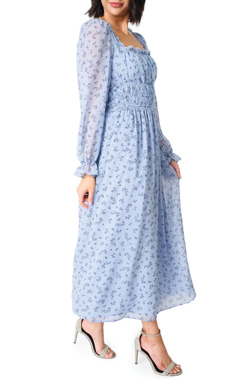 Shop Gibsonlook Floral Print Shirred Long Sleeve Maxi Dress