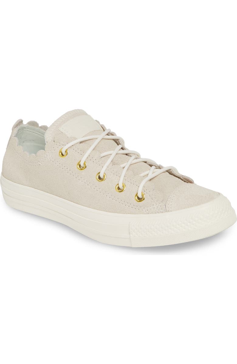 Converse Chuck Taylor<sup>®</sup> All Star<sup>®</sup> Scallop Low Top Leather Sneaker, Main, color,