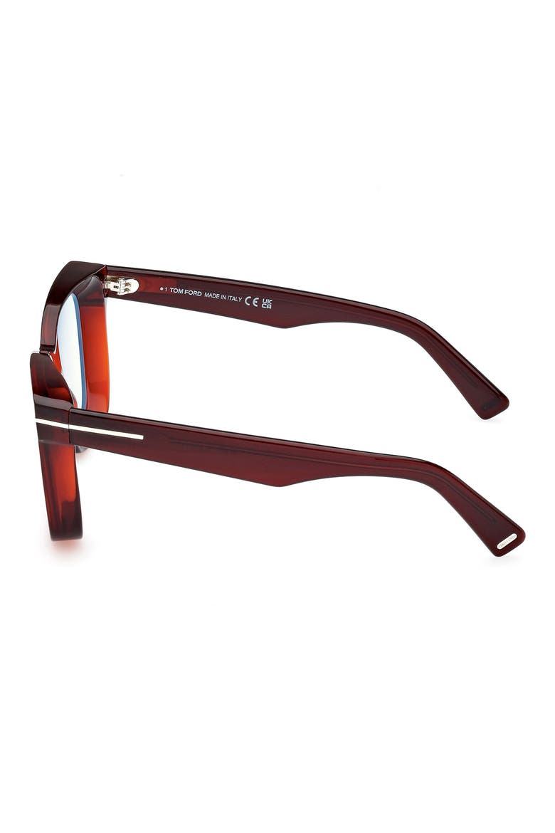 52mm Square Blue Light Blocking Glasses, Alternate, color, SHINY LIGHT BROWN