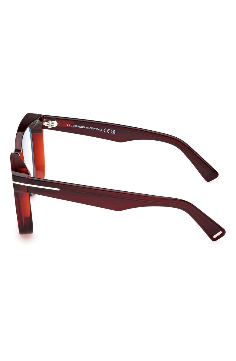TOM FORD 52mm Square Blue Light Blocking Glasses, Alternate, color, Shiny Light Brown