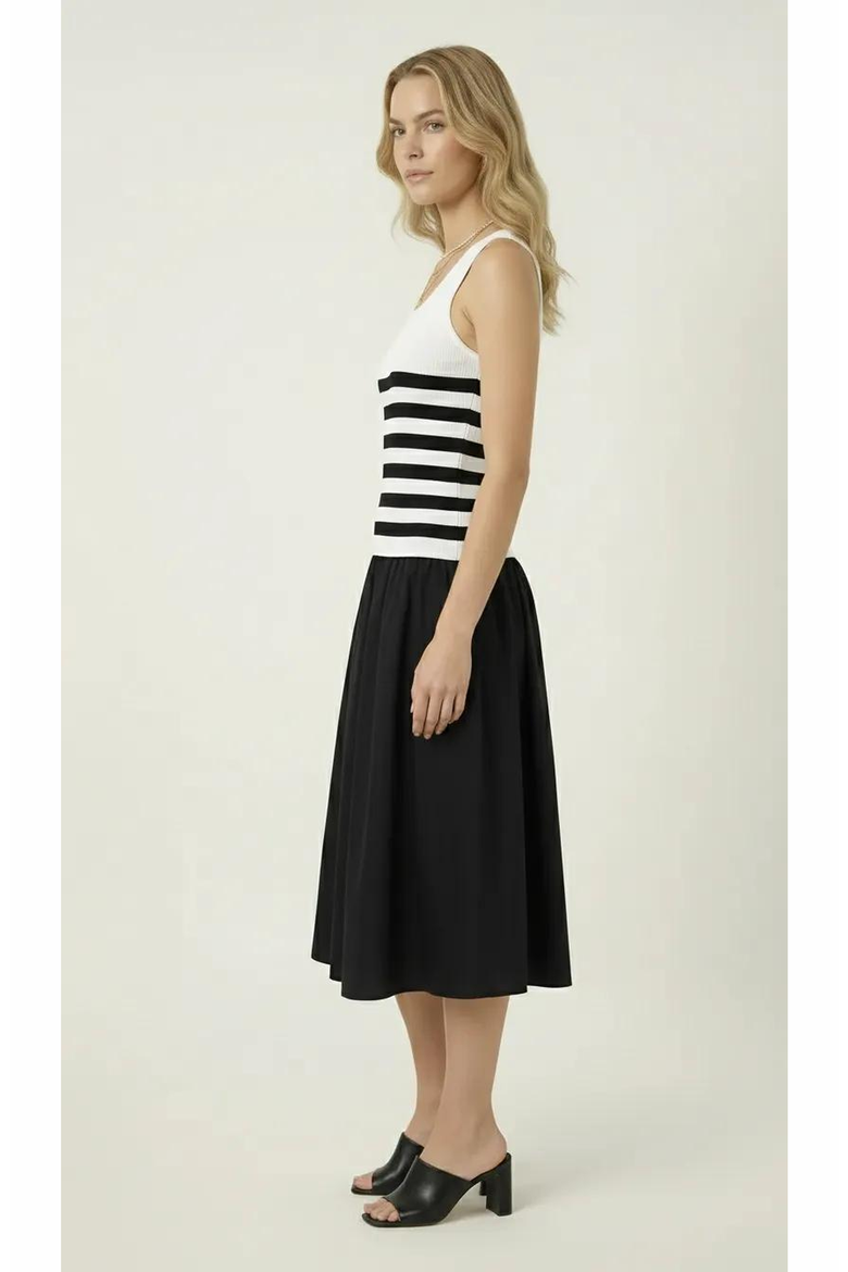 Striped Knit Tank Contrast Dress, Alternate, color, Black / White Stripes