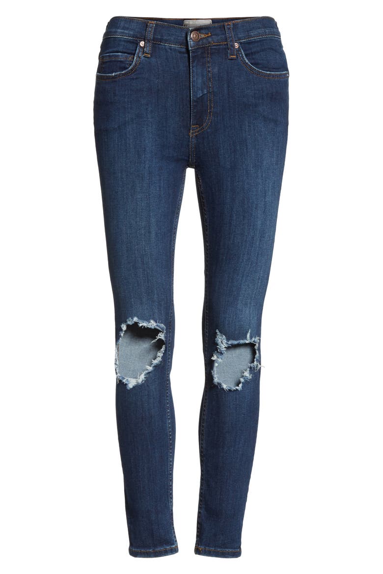 We the Free by Free People High Waist Ankle Skinny Jeans, Alternate, color, DARK BLUE