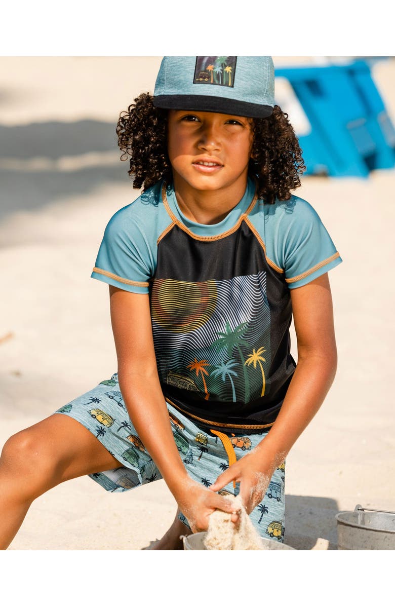 Deux par Deux Baby Boy's Short Sleeve Rashguard With Print Black, Alternate, color, 