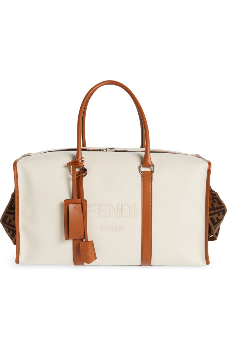 Fendi Logo Canvas Duffel Bag, Main, color,