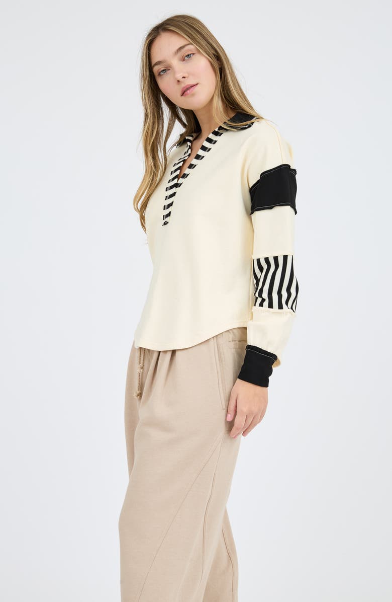 Blu Pepper Colorblock Long Sleeve Polo, Alternate, color,