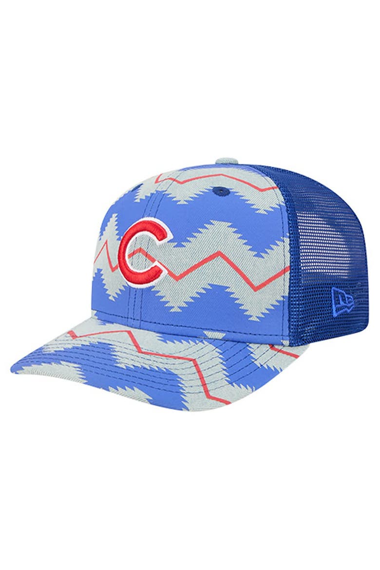 Men's New Era Denim/Royal Chicago Cubs Aztec Denim 9SEVENTY Adjustable Hat, Main, color, Denim