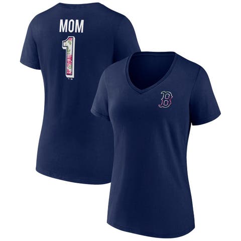Women's Navy Boston Red Sox Mother's Day Plus Size Best Mom Ever V-Neck T-Shirt