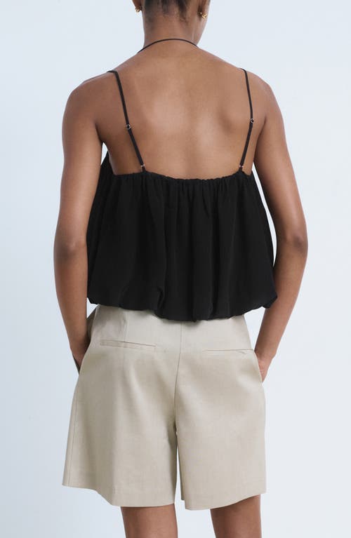 Mango Bubble Hem Crop Top In Black