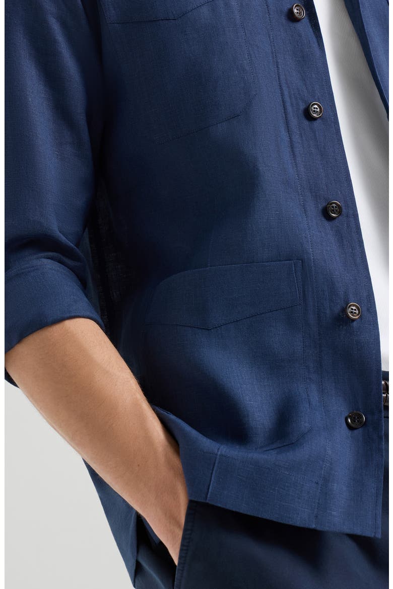 Linen guayabera, Alternate, color, Navy Blue