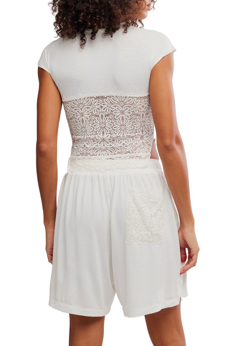 Free People Soft Side Crop Shirt & Pajama Shorts Set, Alternate, color, Clean Ivory