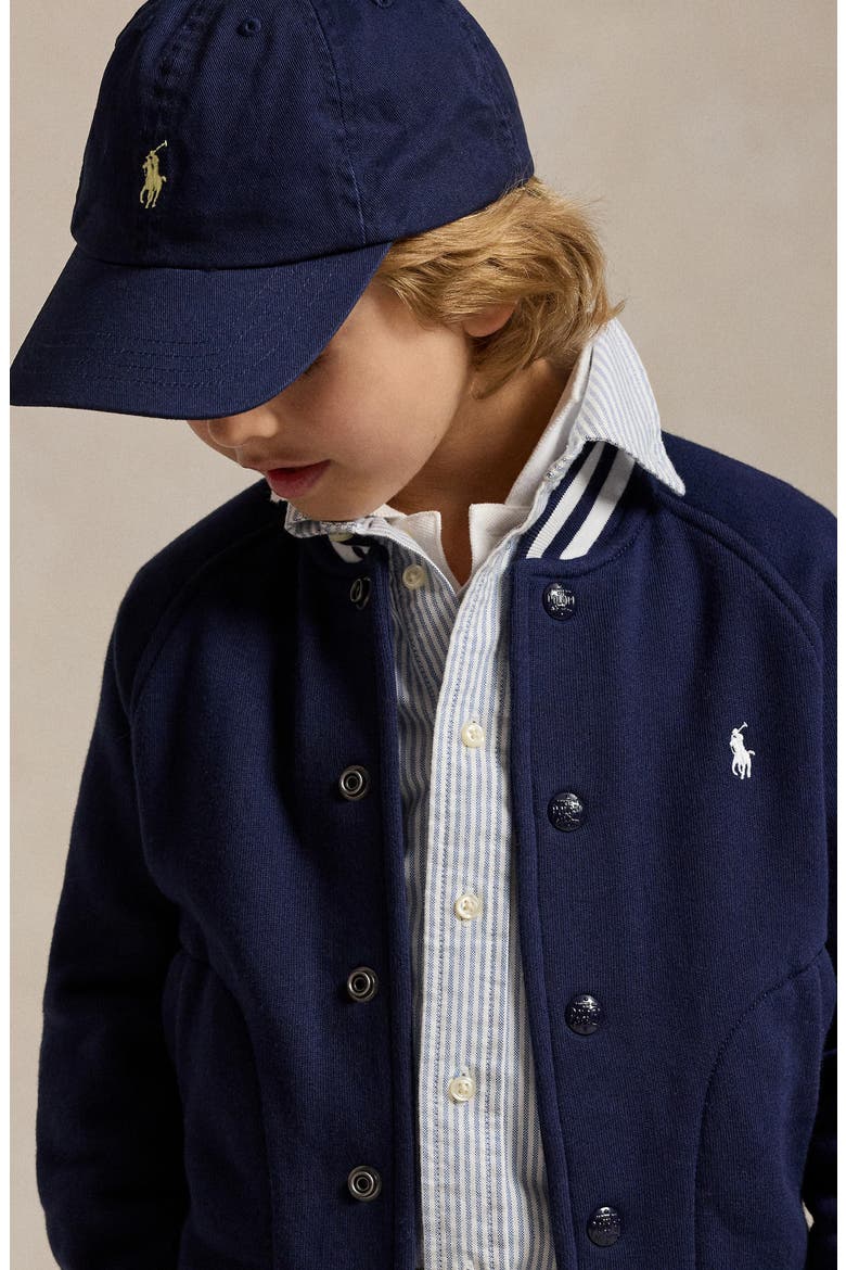 Kids' Fleece Snap-Up Jacket, Alternate, color, REFINED NAVY