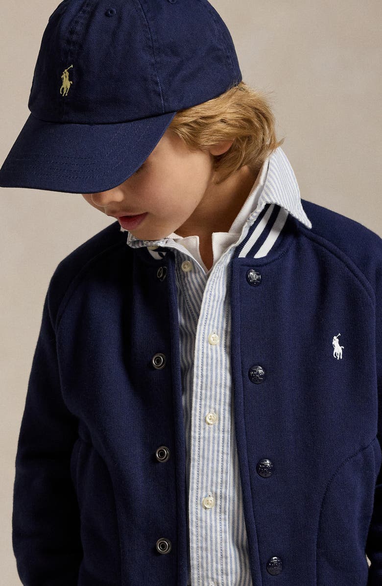 Polo Ralph Lauren Kids' Fleece Snap-Up Jacket, Alternate, color, Refined Navy