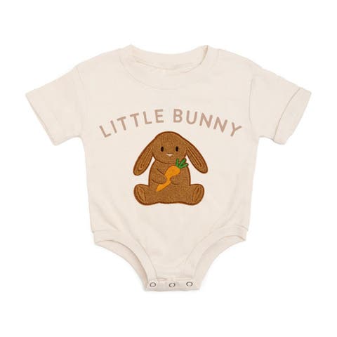 Little Bunny Patch Easter Short Sleeve Romper (Baby)
